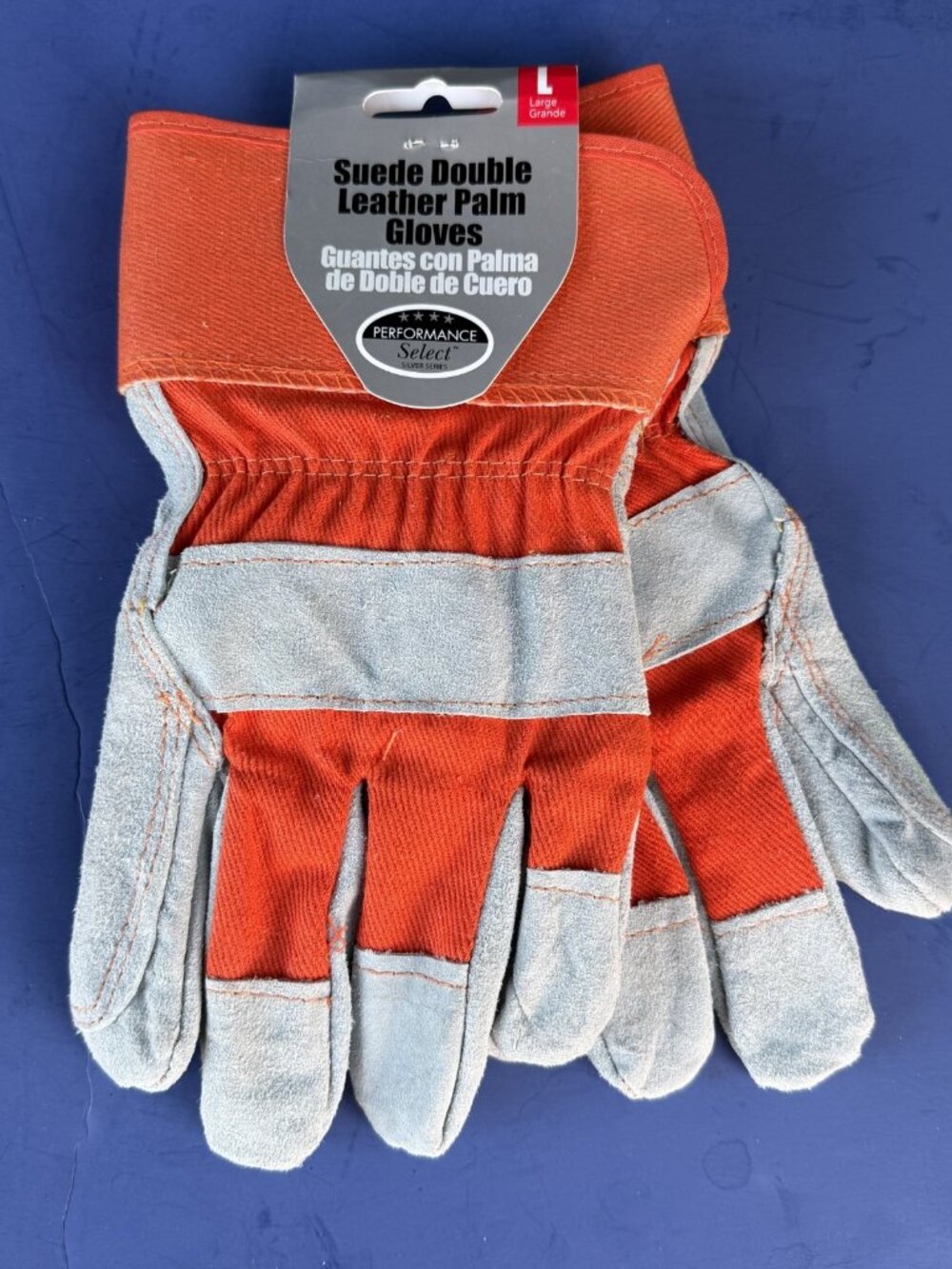 NEW Firm Grip 5053 Orange Suede Work Gloves L